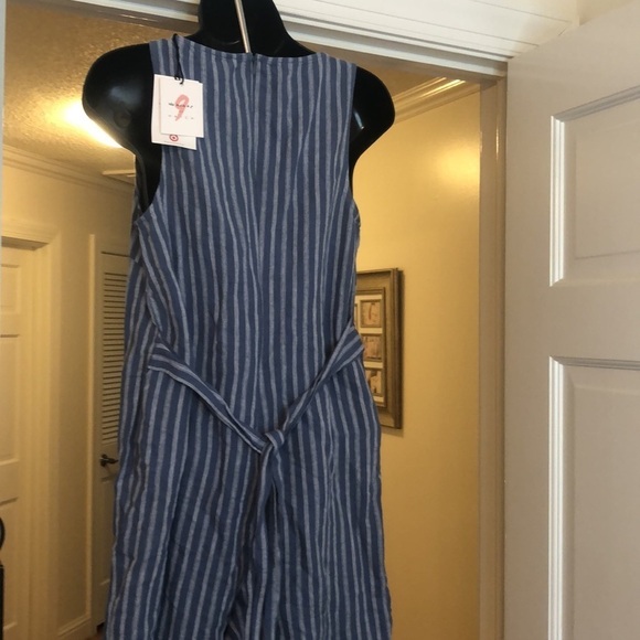 The Nines by Hatch Blue and White Maternity Jumpsuit Size XS NWT - Picture 5 of 7